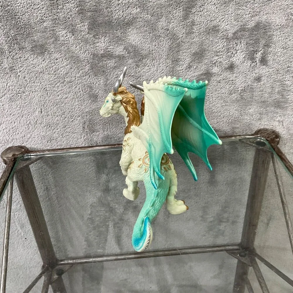 2 HEADED DRAGON ACTION FIGURE TOY GREEN yellow gold approx 6.5”x 5”